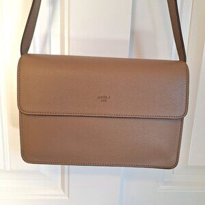 Angela Roi Hamilton Vegan Leather Signet Crossbody Bag Mud Beige